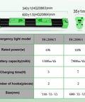 Diagram showing dimensions and specifications of 1000 Lumen Rechargeable Magnetic Work Light with 5 Modes.