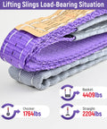 Two Pack 5 to 1 Safety Factor 1 Inch by 3.3 Foot Polyester Webbing Lifting Slings with Twisted Eye Ends 2204 Lb Working Load Limit