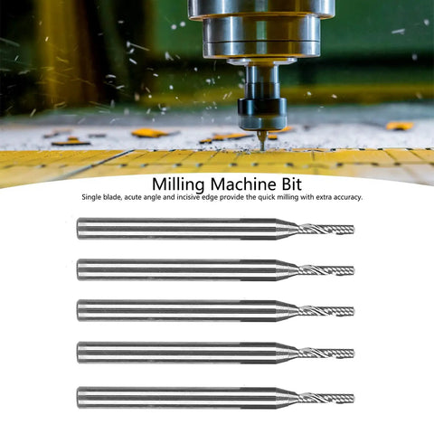 Five Piece Metal Milling Cutter Set With Single Blade End Mill Spiral CNC Router Bit Tungsten Carbide Engraving Tool 3.175mm Shank