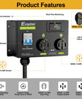 Four Prong NEMA 14 50R Dryer Splitter With Breaker 240V Auto Switch For Smart Charging Management That Puts Left Side First And Auto Rebalances Power For EVs And Home Dryers, front view