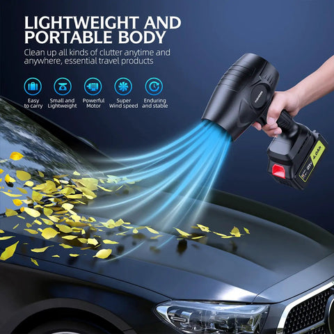 Beast Of A Cordless Leaf Blower With 980000 RPM Turbine Motor, 21V Dual 4.0Ah Batteries And Fast Charger cleaning car surface