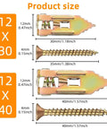 Drywall Screws and Wall Anchors Kit Self Drilling for Quick Easy Install 120 240 400 Piece Set Premium Yellow Zinc Plated Carbon Steel Heavy Duty Wall Fasteners, 12x30mm and 4mm sizes shown