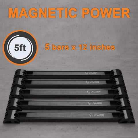 Magnetic Tool Strips Organizer 5 Pack With Sixty Inches Total Length PVC Sticker Coated Magnetic Rails in stack