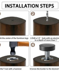 Installation steps for Quarter Inch Thread Leveling Feet 12 Pack With T Nuts Heavy Duty Adjustable Furniture Levelers for tables and benches
