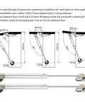 Installation illustration for 100N Gas Spring Hinges For Cabinets 4 Pack Soft Close Hydraulic Lift Support showing dimensions and positioning.