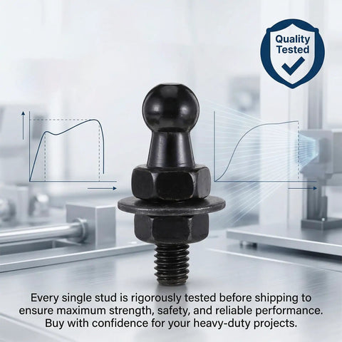 Four Pack 10mm Ball Studs With M8 Screws And Half Inch Long Shanks For Gas Struts Lift Supports Beefy Heavy Duty Mounting Kit In Black Zinc Alloy Universal Fit For Tight Spaces And Various Mounting Surfaces With Corrosion Resistant Finish, tested stud