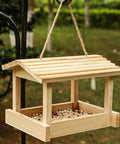 Outdoor Wooden Bird Feeder For Hangin Attracts Cardinals Finches Bluebirds Mealworm Ready Easy Clean With Hemp Rope