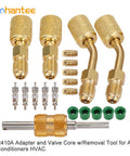 R410A Mini Split System Charging Vacuum Port Adapter Kit with SAE Flare Valve Core Remover and R134A Hose Gaskets