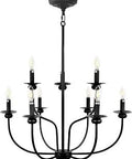 Farmhouse Chandelier 2 Tier 9 Candle Black Iron Pendant Light For Dining Room Kitchen Island Bedroom Foyer And More