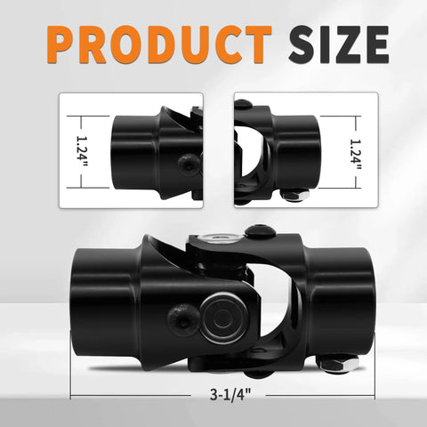 Three Quarter Inch Round Universal Joint For Steering Shaft Black U Joint With 35 Degree Operating Angle And 83 Mm Total Length Beefy Built For 4000 RPM Heavy Duty 40Cr Alloy Steel With Premium Needle Rollers, 3/4 inch size