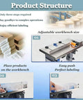 Semi Automatic Right Angle Label Applicator Machine With Microcomputer Control For High Accuracy Industrial Printing And Packaging Use Featuring 200W Power Output Efficiently Applying Fifteen To Thirty Labels Per Minute With Light Sensor Technology For adjustable workbench setup for efficient labeling.