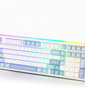 Flex Your Setup With This Next Level Tri Mode Wireless Gasket Mechanical Keyboard Featuring True 8KHz Polling Rate SoCd Support And Buttery Smooth Hot Swappable Keys For Gamers, compact RGB keyboard in angled view.