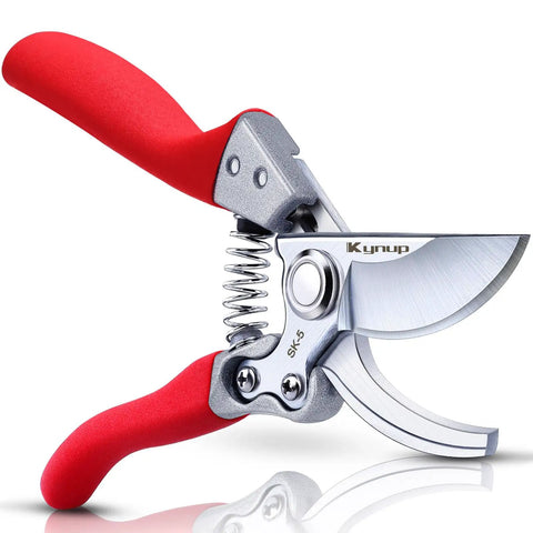 8.6 Inch Pruning Shears For Gardening With Sharp SK5 Steel Blades Heavy Duty Garden Clippers Stainless Steel Pruners with red ergonomic handles