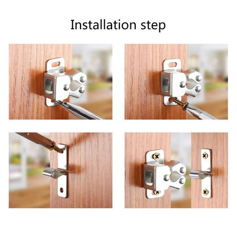 Installation steps for Pack Of 5 Heavy Duty Plated Door Catches With Screws, Twin Roller Bronze Closet Cabinet Door Latches