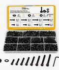 All-In-One Bed Frame Screw And Bolt Set, 750-Piece M3 Machine Screws Assortment In Six To Thirty Millimeter Range, Premium 12.9 Grade Alloy Steel, Nuts And Washers, Beefy Heavy-Duty Replacement Kit For Furniture in storage box