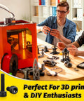 Two men assembling parts near 3D printer with M4 Screws Kit 365 Pieces Socket Head Cap Screws Set with Higher Screw Ratio