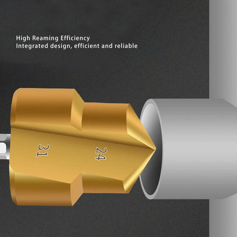 Pipe Reamer Bits Kit for PVC and PPR Pipes, 3 Piece High Carbon Steel Step Drill Set, 24 and 31mm expander bits in use