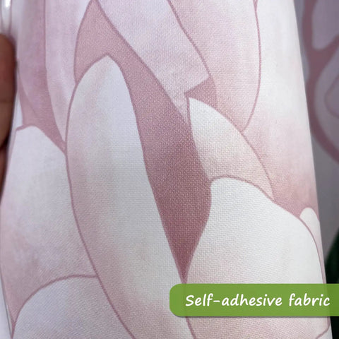 Close-up of self-adhesive fabric with pink peony design from Peel And Stick Floral Wall Decal Kit 6 Piece Set Easy To Install Featuring Peony And Rose Flowers For Living Room And Bedroom Decor Self Adhesive Fabric Wall Art Water Resistant Pink Blossom Wall Art For Cozy Home Vibes.