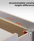 Hassle Free Adjustable Stainless Steel Cabinet Drawer Front Mounting Clamp Kit For Dead Nuts Alignment And Ridiculously Smooth Woodworking Upgrades With Heavy Duty Carry Bag showing adjustable height measurements of 1.97 inch and 0.79 inch.