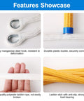Features of 16 Foot Fire Escape Ladder For Two Story Buildings With Flame Resistant Rope Emergency Ladder For Second Floor Rescue Portable Heavy Duty Hooks