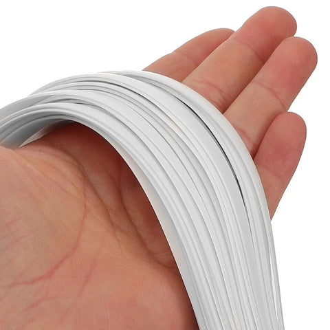 DIY Friendly Plastic Rattan Chair Weaving Kit For Vintage Seat Repair And Furniture Restoration, White PE Flat Rattan Strips For Easy Caning And DIY Projects, Lightweight And Portable, close-up in hand