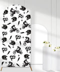 Totally Dope Motocross Arch Backdrop Cover 6ft Black White Dirt Bike Vibe Stretchy Spandex Fit for Weddings and Parties