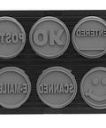 No Fuss Self Inking Stamp Kit With Two Boss Grade Rubber Office Stamps showing ten custom die plates for document marking.
