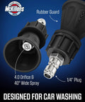 40 Degree Pressure Washer Nozzle With Stainless Steel Internals And Rubberized Guard For Scratch Free Rinsing, Orifice 4.0