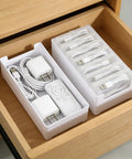 4 Pack Cable Organizer Box With 28 Clear Compartments For Switch Cords And Power Cables Desktop Cable Management Box in drawer
