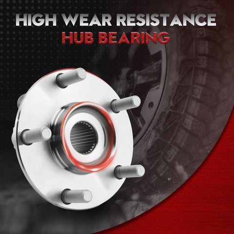 2 Pack Front Wheel Hub And Bearing Assembly Fit For 2008 Through 2013 Rogue 2014 Through 2015 Rogue Select And 2007 Through 2012 Sentra 2.5L Four Cylinder With Encoder ABS Compatible And Ready To Install showing hub bearing with high wear resistance.