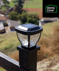 Solar Post Cap Lights With Decorative Glass LED Outdoor Post Lighting For Three And A Half Inch Posts Black Two Pack Weatherproof