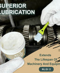White Lithium Based Grease For Garage Door Tracks, Hinges And Sliding Mechanisms, Bearings And Gears Lubricant For Automotive, Marine, Industrial And Household Use, Heavy Duty EP Performance, NLGI Grade 2, 5 Oz shown with gears