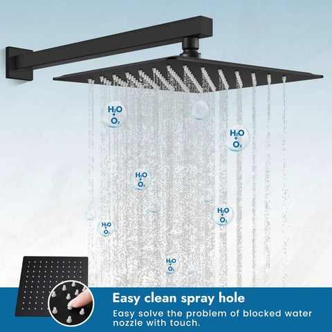 Matte Black Shower Faucet Set With 10 Inch Rainfall Shower Head, Wall Mounted Single Handle Valve System, Stainless Steel Head And Brass Rough-In, Modern Bathroom Upgrade For Superior Flow And Easy Cleaning