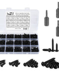 760 Pcs Heavy Duty Torx Star Drive Pan Head Self Tapping Wood Screws Black Carbon Steel M2 M2.3 M2.6 M3 Bulk Pack in organizer