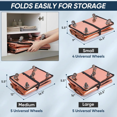 Foldable shopping carts with wheels in small, medium, large sizes for compact storage