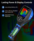 Handheld Workhorse Thermal Imaging Camera With 240X240 IR Resolution, 25Hz Refresh Rate displaying thermal image on screen.