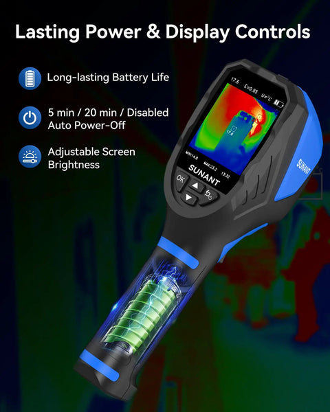 Handheld Workhorse Thermal Imaging Camera With 240X240 IR Resolution, 25Hz Refresh Rate displaying thermal image on screen.