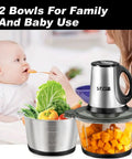 Three Speed Electric Food Processor With Meat Grinder And Veggie Chopper, stainless steel and glass bowls, baby feeding