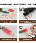 Step-by-step guide for Beefy Heavy Duty Bare Copper Battery Cable Lugs Set, 20Pcs Ring Terminals For 12-10 AWG 5/16 Inch M8 Gauge assembly.