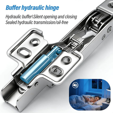 Dang Smooth Soft Close Hinges For Hidden Lazy Susan Corner Cabinets 4 Pack showing hydraulic hinge with blue buffer.