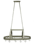 Oil Rubbed Bronze Two Light Kitchen Pot Rack With Downlights, 35.5 Inch Long, 19.25 Inch Wide, 13.5 Inch High, 20 lb cap, steel