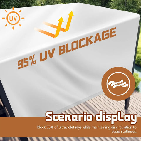 Universal Pergola Replacement Canopy Outdoor Shade Cover Waterproof Shade Top Cover blocks 95% UV rays, beige 12 x 10 ft.