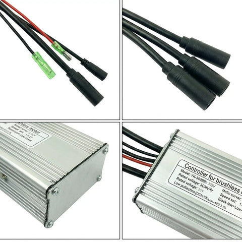 Top Tier 36V Or 48V Ebike Controller Upgrade For Brushless Motors With Smooth Sine Wave Tech, 500W Power And 22A Peak Current For Serious Riders. silver aluminum ebike controller with wiring connectors