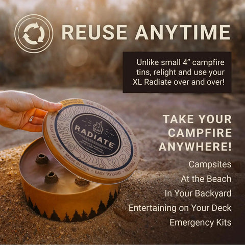 Hand holding lid of XL 8 Inch Portable Campfire As Seen On Shark Tank With Up To Two Hours Of Burn Time Reusable Travel Fire Pit