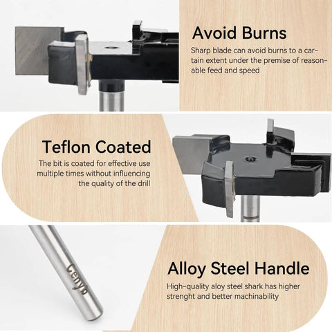 Pro Grade 4 Flute CNC Spoilboard Surfacing Router Bit With 1 Quarter Inch Shank And 2 Inch Cutting Diameter, anti-kickback.