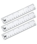 Clear 6 Inch Plastic Rulers 3 Pack With Dual Side Inches And Centimeters Easy To Read Markings Scratch Resistant Durable School Craft Office Supplies