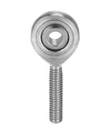 6mm Bore Rod End Bearing With M6x1 Right Hand Male Thread In Stainless Steel, Self Aligning Workhorse Joint For Precision Machinery, 9 Degree Angular Misalignment, Corrosion Resistant, 25mm Thread Length, front view