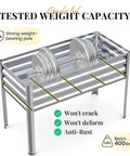 Heavy Duty Raised Garden Bed With Legs 48 By 24 By 32 Inches Galvanized Elevated Planter Box demonstrating weight capacity with weights.