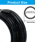 Three Eighths Inch Black PU Pneumatic Tubing Air Hose, coiled with size dimensions, 32.8 Feet Long, 10 Meters