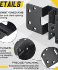 Close-up of 2 Pack Five Knuckle Door Hinges For Three Quarter Inch Doors, 270 Degree Institutional Hinge, black powder finish.